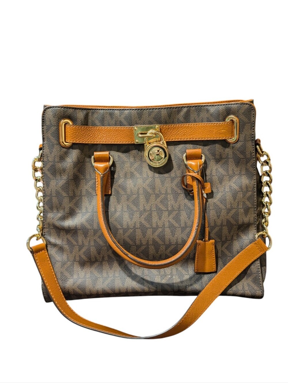 Michael Kors Hamilton Signature Brown Monogram Satchel Tote Bag